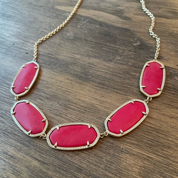 kendra scott Gold Plated statement Necklace red gold adjustable - Picture 6 of 8